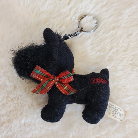 Avon Vtg Scottish Terrier Keychain Full O Beans 4.5x3.5 Scottie Plush Tote Charm - Picture 1 of 13